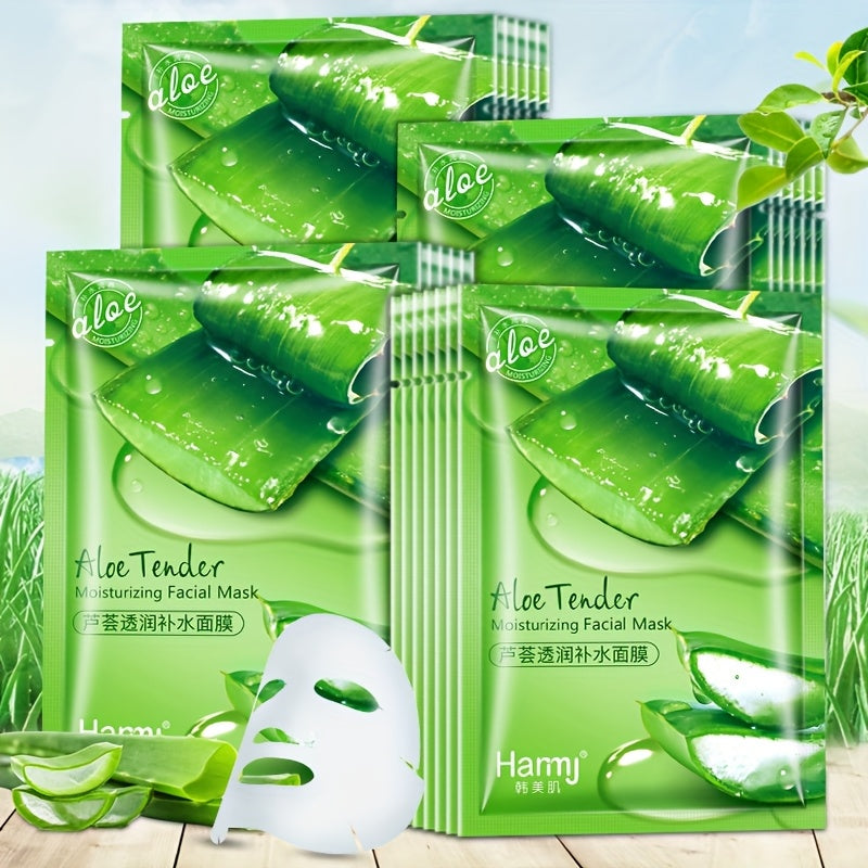 30pcs Aloe Vera Hydrating Face Masks, 0.85oz Each- Oil Control& Pore Minimizing, Moisturizing After-Sun Care, & Nourishing for All Types